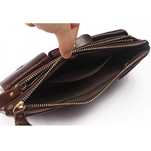 Xieben Vintage Fanny Pack De Cuero Bolso De La Cintura para Hombres Mujeres Viajes Senderismo Correr Hip Bum Cinturón Delgado Teléfono Celular Monedero Café