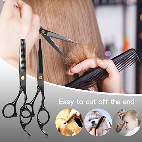 Xnuoyo 17 Pcs Multifunción Tijeras Peluqueria Kit, para Entresacar el Cabello Profesional con Capa de Barbero y Peine de Maquinilla de Afeitar Cepillo de Corte de Pelo para Salón y Hogar