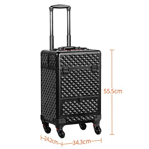 Yaheetech Maleta Trolley Maquillaje Profesional Maleta Mediana para Maquillaje Estética Estuche para Cosmético Tatuaje