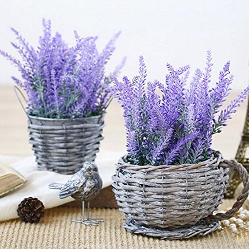 YGSAT 4 Flores Artificiales|Lavanda Artificial |Flores Artificiales de Lavanda|5 Cabezas de Flores Artificiales|Ramo de Flores Artificiales Para Decoración de Casa|Jardín|Fiesta|Boda|Color Morado