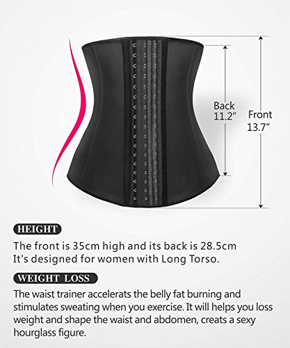 YIANNA Fajas Reductoras Adelgazantes Mujer Largo Torso Waist Trainer Trimmer Faja Reductora Cintura Postparto Colombiana Negro, 110288 Size M