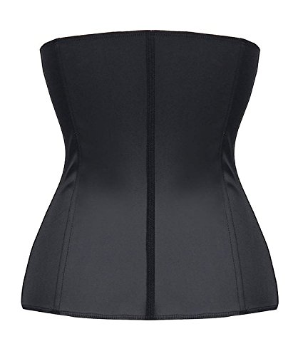 YIANNA Mujer Fajas Reductoras Corsé Waist Trainer Corset Reductor Adelgazante Bustiers de Cinturón Formación Negro,UK-YA- U37G-Black-XS