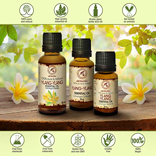 Ylang Ylang Aceite Esencial 30ml - Cananga Odorata - Madagascar - 100% Puro y Natural para Buen Sueño - Belleza - Relajación - Spa - Masaje - Aroma Difusor - Aroma Lamp - Fragancia de Habitación