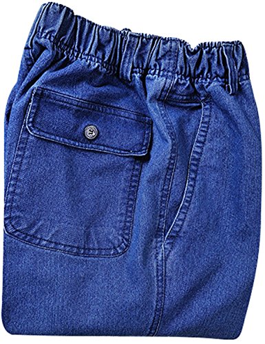 Youlee Hombres Cintura elástica Pantalones Rectos Jeans Light Blue XXL