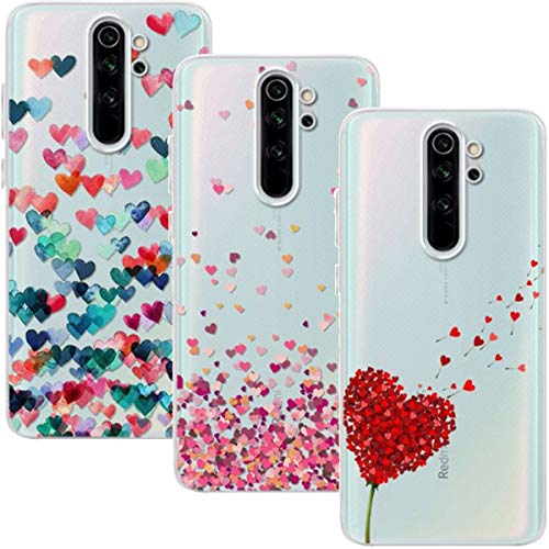 Young & Ming Funda para Xiaomi Redmi Note 8 Pro, (3 Pack) Transparente TPU Silicona Carcasa Delgado Antigolpes Resistente, Amor