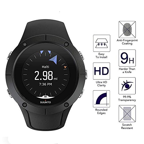 Youniker 3 Unidades Protector de Pantalla para Suunto Spartan Trainer Wrist HR Cristal Vidrio Templado para Suunto Spartan Trainer Wrist HR Cristal Templado 9H Dureza Sin Burbujas