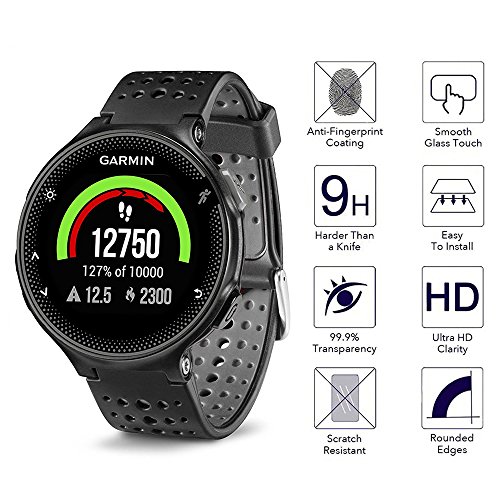 Youniker - Protector de pantalla de cristal templado para Garmin Forerunner 235, 0,3 mm de grosor, antiarañazos, antihuellas, sin burbujas y de alta definición