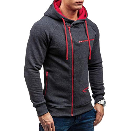 Yvelands Jersey de Cuello Alto de Hombre, Otoño Invierno Sudadera con Capucha de Manga Larga con Cremallera Completa sólida Sudadera con Capucha Superior Outwear Coat, Ofertas de liquidación!