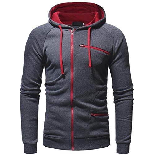 Yvelands Jersey de Cuello Alto de Hombre, Otoño Invierno Sudadera con Capucha de Manga Larga con Cremallera Completa sólida Sudadera con Capucha Superior Outwear Coat, Ofertas de liquidación!