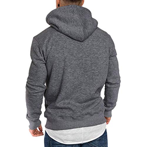 Yvelands ¡Oferta Sudaderas con Capucha para Hombre Cosy Sport Outwear Sudadera con Cremallera Completa Ecosmart Hoodie Casual Sweatshirt Top Blouse ¡Caliente!(Gris Oscuro,L)