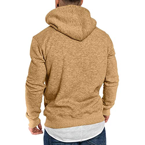 Yvelands ¡Oferta Sudaderas con Capucha para Hombre Cosy Sport Outwear Sudadera con Cremallera Completa Ecosmart Hoodie Casual Sweatshirt Top Blouse ¡Caliente!(Caqui,XL)