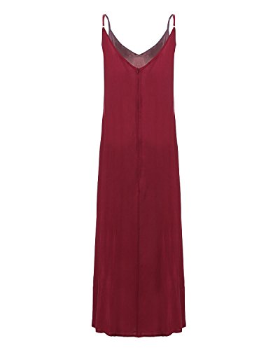 ZANZEA - Vestido largo de verano para mujer con cuello en V, estilo bohemio, sin espalda, estilo sexy A-claret 52