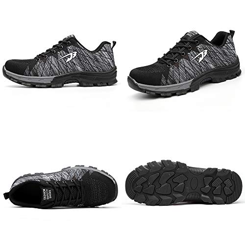 Zapatos de Seguridad para Hombres Zapatos de Acero con Punta de Seguridad,Zapatillas Deportivas Ligeras e Industriales Transpirables, Gris 41