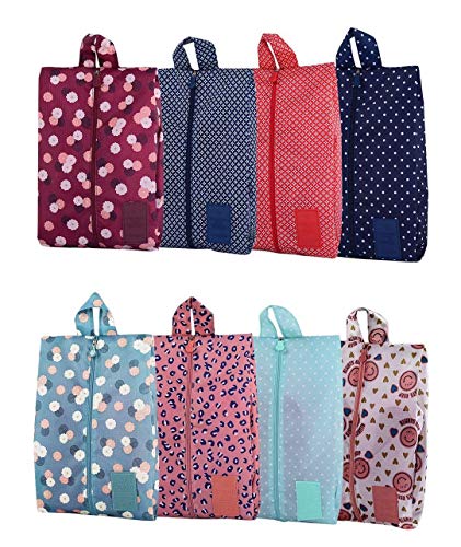 ZARRS Bolsas de Zapatos de Viaje,8 Pack Portátil Impermeable Zapatos Almacenamiento y Organización Mujer Shoe Bags con Ventana Transparente para Maquillaje Baño Cosmética Nylon 35 * 20CM