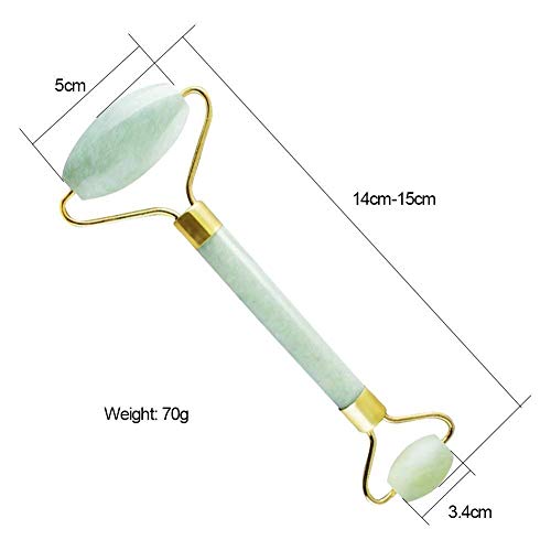 Zeagro Jade Roller Massager Slimming Tool Facial Face Massage, 100% Hecho a Mano Natural Premium Jade Stone Rollers, Double Smooth Rollers - Perseverancia