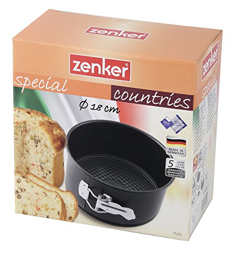 Zenker 1 Panettone Molde Desmontable con Fondo en Acero con Revestimiento Antiadherente, Teflon, 18 x 10 cm, Negro, 18cm