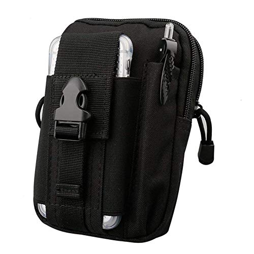 ZhaoCo Bolsa Compacta MOLLE EDC de Táctico, Bolsa de Cintura 1000D Nylon, Riñoneras para Herramientas Pequeñas de Multiusos Teléfono Móvil al Aire Libre Deportes Senderismo Camping (Negro)