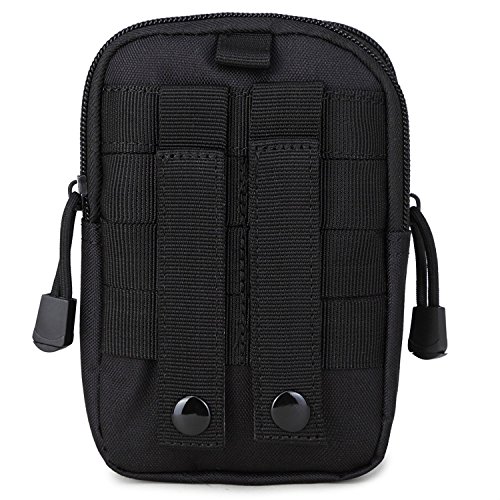 ZhaoCo Bolsa Compacta MOLLE EDC de Táctico, Bolsa de Cintura 1000D Nylon, Riñoneras para Herramientas Pequeñas de Multiusos Teléfono Móvil al Aire Libre Deportes Senderismo Camping (Negro)