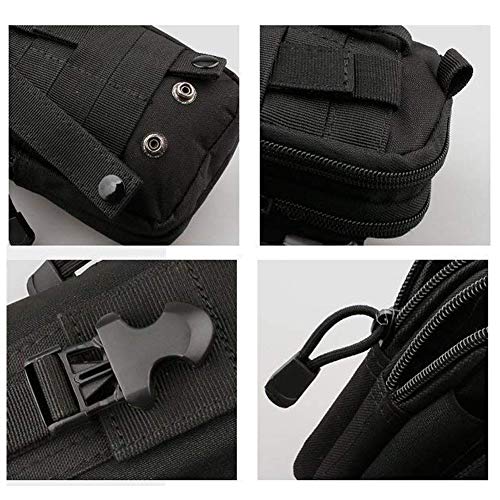 ZhaoCo Bolsa Compacta MOLLE EDC de Táctico, Bolsa de Cintura 1000D Nylon, Riñoneras para Herramientas Pequeñas de Multiusos Teléfono Móvil al Aire Libre Deportes Senderismo Camping (Negro)