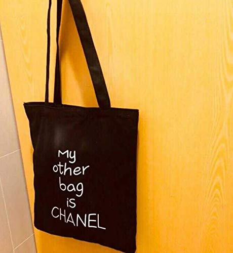 ZoraQ Hembra Mi otro bolso es Chanel Canvas Shoulder Bag Simple Light File Shopping bolso de viaje (negro)