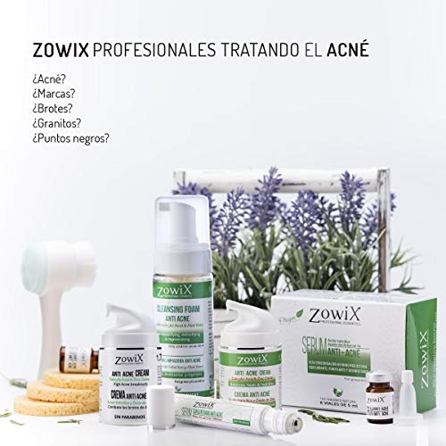 ZOWIX Tratamiento Anti Acne con Acido Salicílico. Serum facial contra el acne que reduce Espinillas, Puntos Negros y Granos. Natural para Acne juvenil y adulto.60 ml.