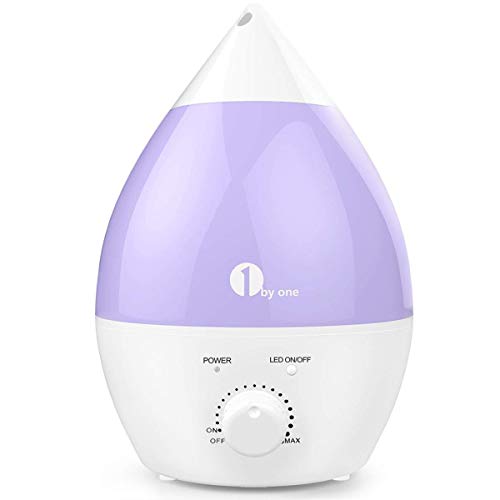 1 BY ONE Humidificador ultrasónico"No Ruido" 2.8 Litros - Luces LED de 7 Colores - con la función apagado automático para su hogar y oficina