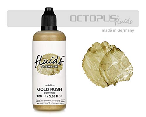 100 ml Fluids Alcohol Ink GOLD RUSH, Tinta al alcohol para Fluid Art y Resin Art, oro metálico