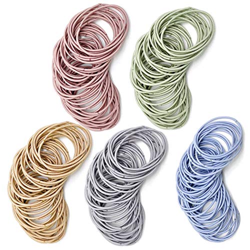 100 Piezas Multicolor Elástico Pelo Gomas sin Metal Suave Elástico, 2 mm en Espesor Pelo de Niñas Pequeñas Coleteros Elásticos para el Pelo Grueso y Rizado para Mujeres y Niñas