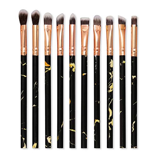 10pcs Mármol Cosmética Maquillaje Pinceles Set Profesional Maquillaje Pinceles Sombra de ojos Eyeliner Brow Brush Herramienta de maquillaje Blush Contour Foundation Blending Powder Brush Maquillaje He