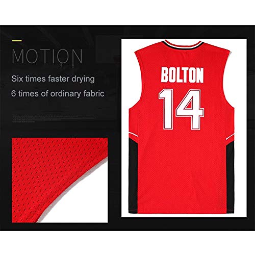 # 14 Bolton Wildcats Movie Version Camisetas de Baloncesto para Hombre, Camiseta de Uniforme de Baloncesto Swingman, Camiseta sin Mangas Unisex, Chaleco Suelto Red-XXL