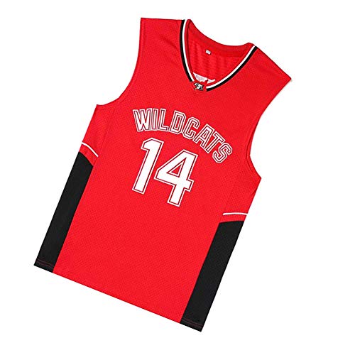 # 14 Bolton Wildcats Movie Version Camisetas de Baloncesto para Hombre, Camiseta de Uniforme de Baloncesto Swingman, Camiseta sin Mangas Unisex, Chaleco Suelto Red-XXL