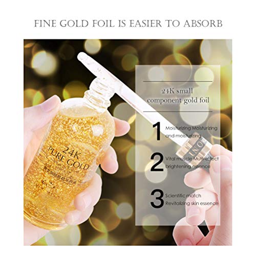 24k Gold Facial Skin Care Crema antiarrugas antiarrugas Esencia facial antienvejecimiento, 50ml Nicotinamida hidratante Poros retráctiles Líquido hidratante para aclarar la piel y minimizar los poros