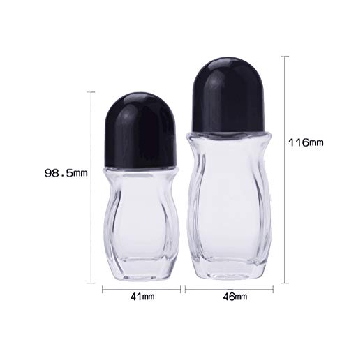 2PCS 30ml 1oz Botella de Desodorante Roll-on de Vidrio Transparente Recargable vacía con Bola de Rodillo de plástico Contenedor cosmético Soporte de Frasco de Vial para Perfume de Aceite Esencial