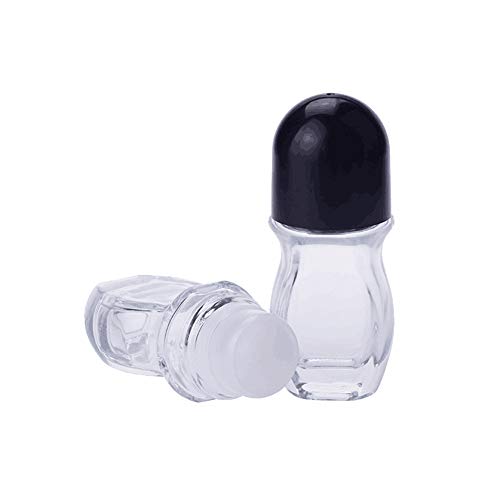 2PCS 30ml 1oz Botella de Desodorante Roll-on de Vidrio Transparente Recargable vacía con Bola de Rodillo de plástico Contenedor cosmético Soporte de Frasco de Vial para Perfume de Aceite Esencial