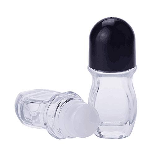 2piezas 50 ml Botellas Roll-on Transparentes y vacías con Bolas de Rodillos de plástico Aceite de Masaje portátil Botella de Bolas para Caminar Botella de loción Corporal