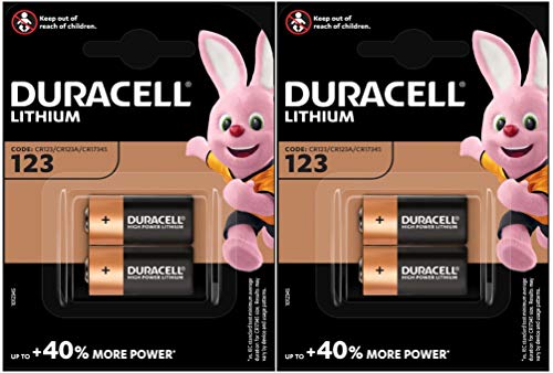 4 pilas fotovoltaicas CR123 3 V Duracell Ultra de litio, DL123 - EL123A - CR123A - CR17345