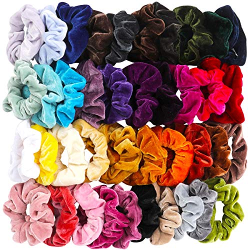 40 Unids Gomas para el Cabello Velvet Elastic Hair Bandas de Goma Gomas para el Cabello Gomas para el Pelo Cuerdas Gomas para el Pelo-40 colores surtidos Pony Tail Holder