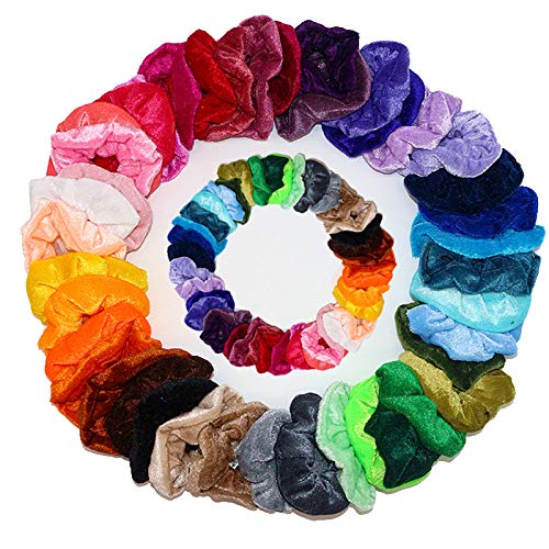 40 Unids Gomas para el Cabello Velvet Elastic Hair Bandas de Goma Gomas para el Cabello Gomas para el Pelo Cuerdas Gomas para el Pelo-40 colores surtidos Pony Tail Holder