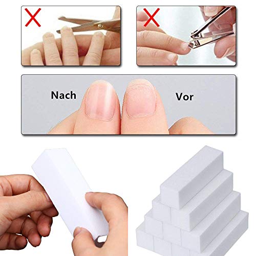 5Pcs Bloque Blanco para Pulir y Dar Brillo Lima Lija Arte de Uñas Acrílicos, 4 Way Buffing File, Nail Care Manicure Nail Art Tips Tool