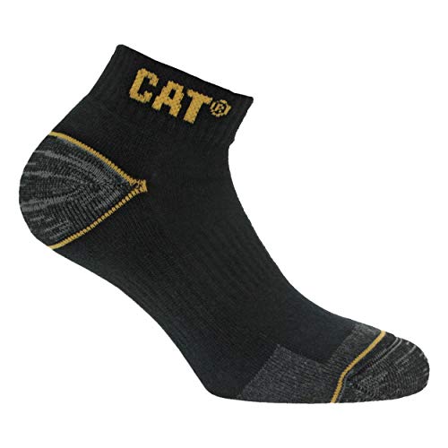 6 Pares calcetines bajos CAT Caterpillar, para hombre, reforzados en el talón y la punta, excelente calidad de Algodón (Negro, 43-46)