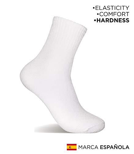 6 Pares Calcetines de tenis corte medio (Blanco, 40-45)