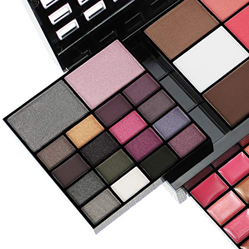 74 Colores Paleta de Sombras de Ojo Kit, Profesional Caja de Maquillaje de Sombras de Ojos, Maquillaje de Regalo Set Incluye Sombra de Ojos, Polvo de Cejas, Coloretes, Silueta en Polvo