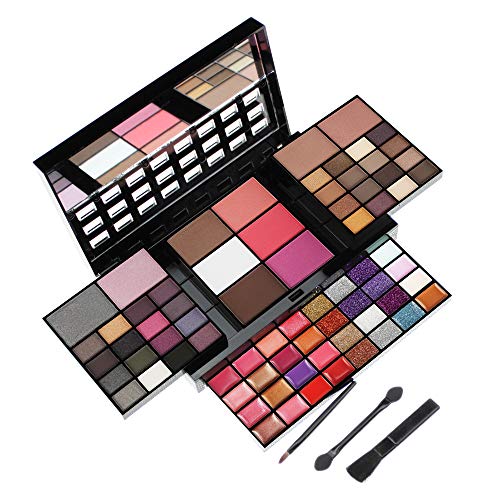 74 Colores Paleta de Sombras de Ojo Kit, Profesional Caja de Maquillaje de Sombras de Ojos, Maquillaje de Regalo Set Incluye Sombra de Ojos, Polvo de Cejas, Coloretes, Silueta en Polvo