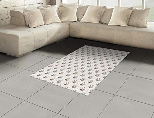 ABAKUHAUS Boticario Alfombra de Área, Diente De León Botánica, Ideal para Sala de Estar o Comedor Resistente a Manchas, 120 x 180 cm, Cafe Blanco