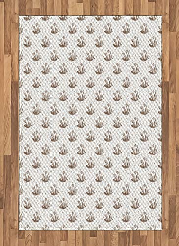 ABAKUHAUS Boticario Alfombra de Área, Diente De León Botánica, Ideal para Sala de Estar o Comedor Resistente a Manchas, 120 x 180 cm, Cafe Blanco