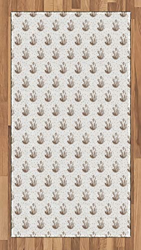 ABAKUHAUS Boticario Alfombra de Área, Diente De León Botánica, Tejida Acento Decorativo para Sala de Estar o Dormitorio, 80 x 150 cm, Cafe Blanco