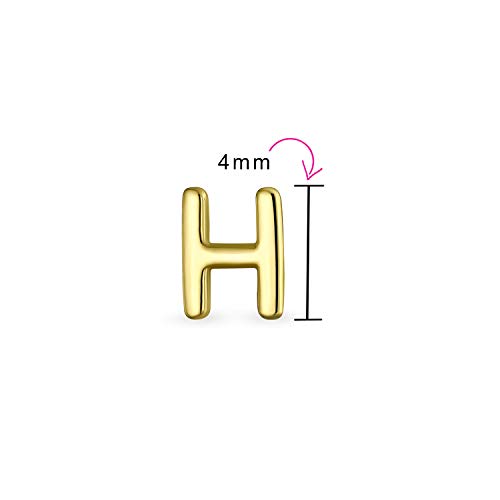 Abc minimalista real amarillo 14K oro capital bloque alfabeto carta inicial H cartílago lóbulo de la oreja piercing stud pendiente de nuevo para las mujeres adolescentes hombres