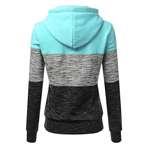 Abrigo De Invierno con Capucha De Las Mujeres Patchwork Chaqueta con Cremallera De Lana Caliente Abrigo De AlgodóN con Capucha Casual Outwear Sudadera con Capucha Deportiva riou