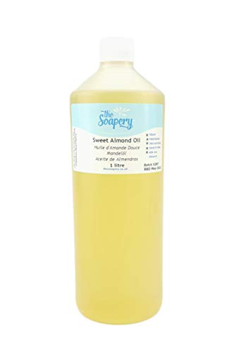 Aceite de almendras, 1 litro,  grado cosmético para masajes, aromaterapia, jabones, lociones, apto para cuero cabelludo, rostro, piel, ojos y tratamientos capilares