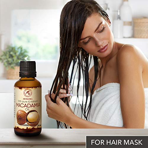 Aceite de Macadamia 50ml - Macadamia Integrifolia - Suráfrica - 100% Puro y Natural - Botella de Vidrio - Cuidado Intensivo para el Rostro - para Cuerpo - Cabello - Piel - para Masaje - Cosmético